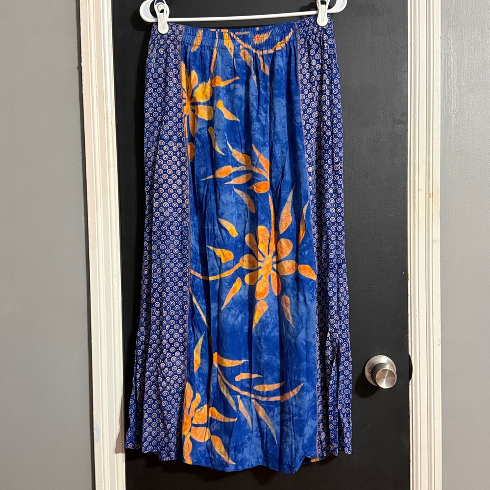 Bali Emerald Batik Patchwork Elastic A-Line Maxi … - image 2